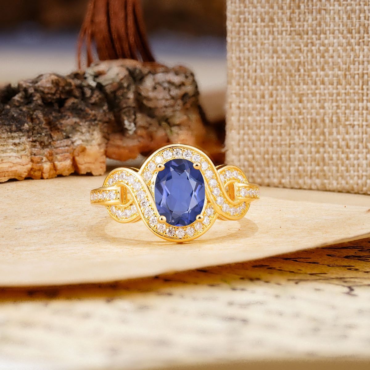 Luxurious Vintage-Style Twisted 4-Prong Oval Cut Tanzanite Engagement Ring - Additional view