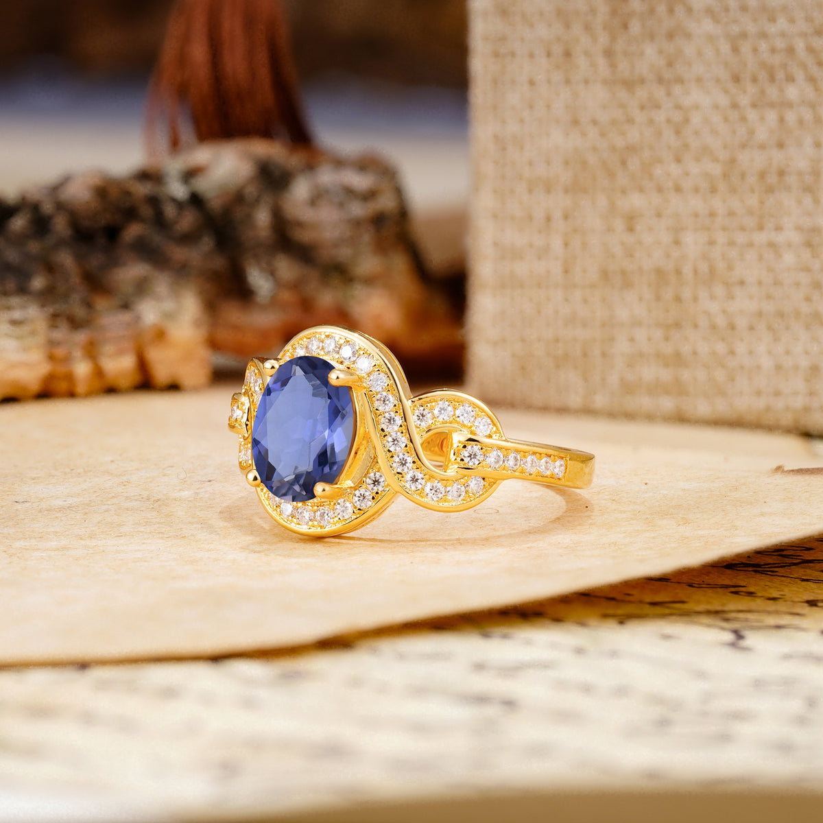Luxurious Vintage-Style Twisted 4-Prong Oval Cut Tanzanite Engagement Ring - Additional view