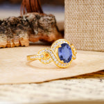 Luxurious Vintage-Style Twisted 4-Prong Oval Cut Tanzanite Engagement Ring - Additional view