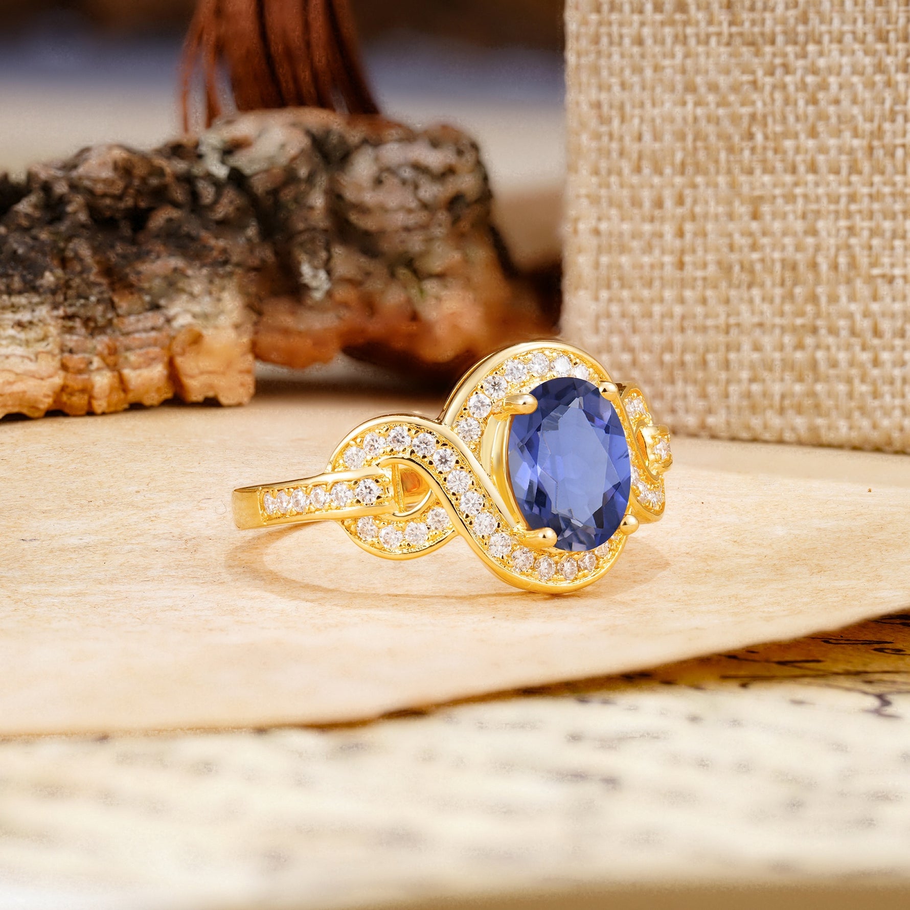 Luxurious Vintage-Style Twisted 4-Prong Oval Cut Tanzanite Engagement Ring - Additional view