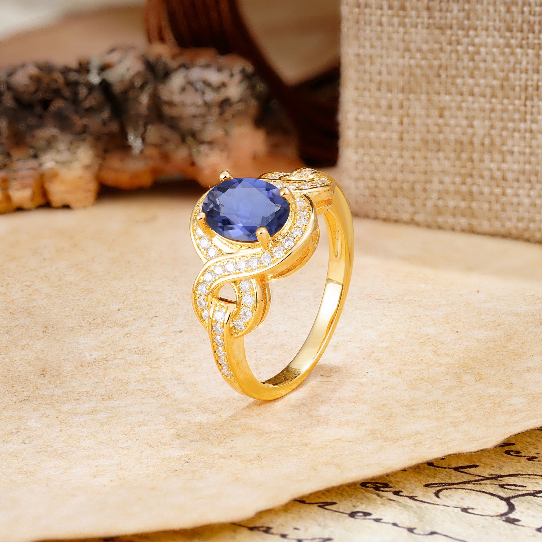 Luxurious Vintage-Style Twisted 4-Prong Oval Cut Tanzanite Engagement Ring - Additional view