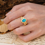 Luxurious Vintage-Style Twisted 4-Prong Oval Cut Turquoise Engagement Ring - Additional view
