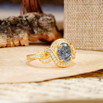 Luxurious Vintage-Style Twisted 4-Prong Oval Cut Black Rutilated Quartz Engagement Ring - Additional view