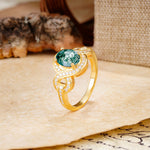 Luxurious Vintage-Style Twisted 4-Prong Oval Cut Moss Agate Engagement Ring - Additional view