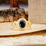 Luxurious Vintage-Style Twisted 4-Prong Oval Cut Black Onyx Engagement Ring - Additional view