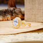 Luxurious Vintage-Style Twisted 4-Prong Oval Cut Lab Diamond Engagement Ring - Additional view