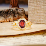Luxurious Vintage-Style Twisted 4-Prong Oval Cut Garnet Engagement Ring - Additional view