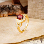Luxurious Vintage-Style Twisted 4-Prong Oval Cut Garnet Engagement Ring - Additional view