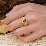 Luxurious Vintage-Style Twisted 4-Prong Oval Cut Garnet Engagement Ring - Additional view