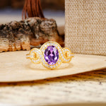 Luxurious Vintage-Style Twisted 4-Prong Oval Cut Amethyst Engagement Ring - Additional view