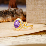 Luxurious Vintage-Style Twisted 4-Prong Oval Cut Amethyst Engagement Ring - Additional view