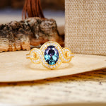 Luxurious Vintage-Style Twisted 4-Prong Oval Cut Alexandrite Engagement Ring - Additional view