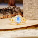Luxurious Vintage-Style Twisted 4-Prong Oval Cut Moonstone Engagement Ring - Additional view