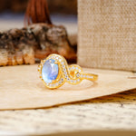Luxurious Vintage-Style Twisted 4-Prong Oval Cut Moonstone Engagement Ring - Additional view