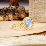Luxurious Vintage-Style Twisted 4-Prong Oval Cut Moonstone Engagement Ring - Additional view