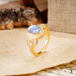 Luxurious Vintage-Style Twisted 4-Prong Oval Cut Moonstone Engagement Ring - Additional view