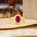 Luxurious Vintage-Style Twisted 4-Prong Oval Cut Ruby Engagement Ring - Additional view