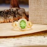 Luxurious Vintage-Style Twisted 4-Prong Oval Cut Peridot Engagement Ring - Additional view