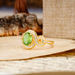 Luxurious Vintage-Style Twisted 4-Prong Oval Cut Peridot Engagement Ring - Additional view