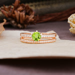 Simple 6 Prong Round Cut Peridot Wedding Bride Ring Set - Additional view
