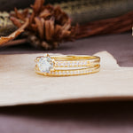 Simple 6 Prong Round Cut Moissanite Wedding Bride Ring Set - Additional view