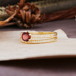 Simple 6 Prong Round Cut Garnet Wedding Bride Ring Set - Additional view