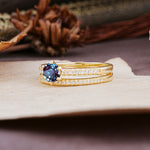 Simple 6 Prong Round Cut Alexandrite Wedding Bride Ring Set - Additional view