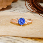 Timeless ClassicRound Cut Sapphire Side Stone Engagement Ring - Additional view