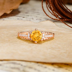 Timeless ClassicRound Cut Citrine Side Stone Engagement Ring - Additional view