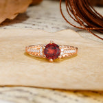Timeless ClassicRound Cut Garnet Side Stone Engagement Ring - Additional view