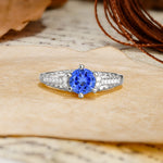 Timeless ClassicRound Cut Sapphire Side Stone Engagement Ring - Additional view