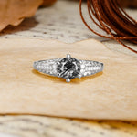 Timeless ClassicRound Cut Black Rutilated Quartz Side Stone Engagement Ring - Additional view
