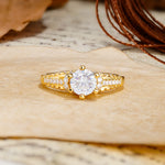Timeless ClassicRound Cut Moissanite Side Stone Engagement Ring - Additional view
