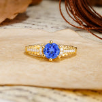 Timeless ClassicRound Cut Sapphire Side Stone Engagement Ring - Additional view