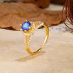 Timeless ClassicRound Cut Sapphire Side Stone Engagement Ring - Additional view