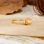 Timeless ClassicRound Cut Citrine Side Stone Engagement Ring - Additional view
