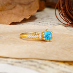 Timeless ClassicRound Cut Turquoise Side Stone Engagement Ring - Additional view