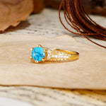 Timeless ClassicRound Cut Turquoise Side Stone Engagement Ring - Additional view