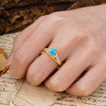 Timeless ClassicRound Cut Turquoise Side Stone Engagement Ring - Additional view
