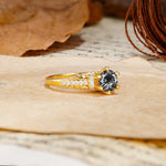 Timeless ClassicRound Cut Black Rutilated Quartz Side Stone Engagement Ring - Additional view