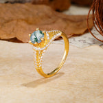 Timeless ClassicRound Cut Moss Agate Side Stone Engagement Ring - Additional view