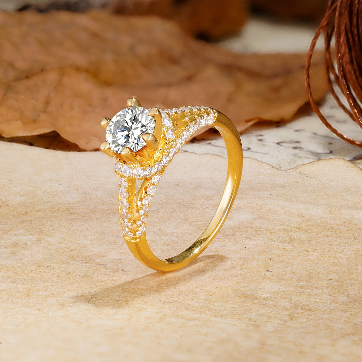 Timeless ClassicRound Cut Lab Diamond Side Stone Engagement Ring - Additional view