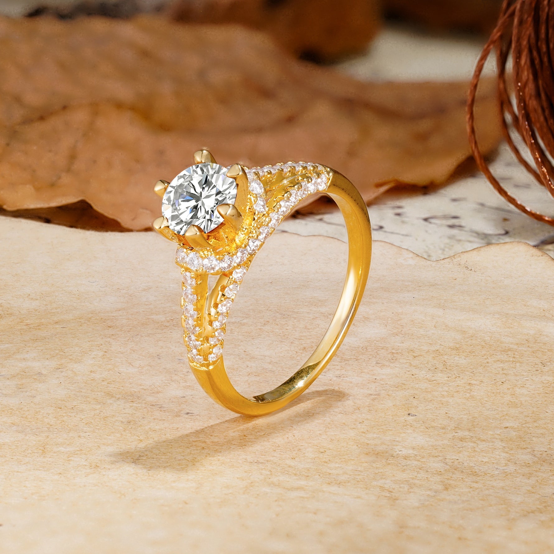 Timeless ClassicRound Cut Lab Diamond Side Stone Engagement Ring - Additional view