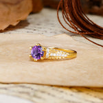 Timeless ClassicRound Cut Amethyst Side Stone Engagement Ring - Additional view