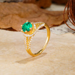 Timeless ClassicRound Cut Emerald Side Stone Engagement Ring - Additional view
