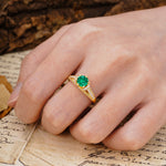Timeless ClassicRound Cut Emerald Side Stone Engagement Ring - Additional view
