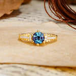 Timeless ClassicRound Cut Alexandrite Side Stone Engagement Ring - Additional view