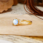 Timeless ClassicRound Cut Moonstone Side Stone Engagement Ring - Additional view
