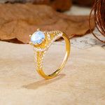 Timeless ClassicRound Cut Moonstone Side Stone Engagement Ring - Additional view