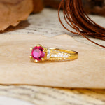 Timeless ClassicRound Cut Ruby Side Stone Engagement Ring - Additional view